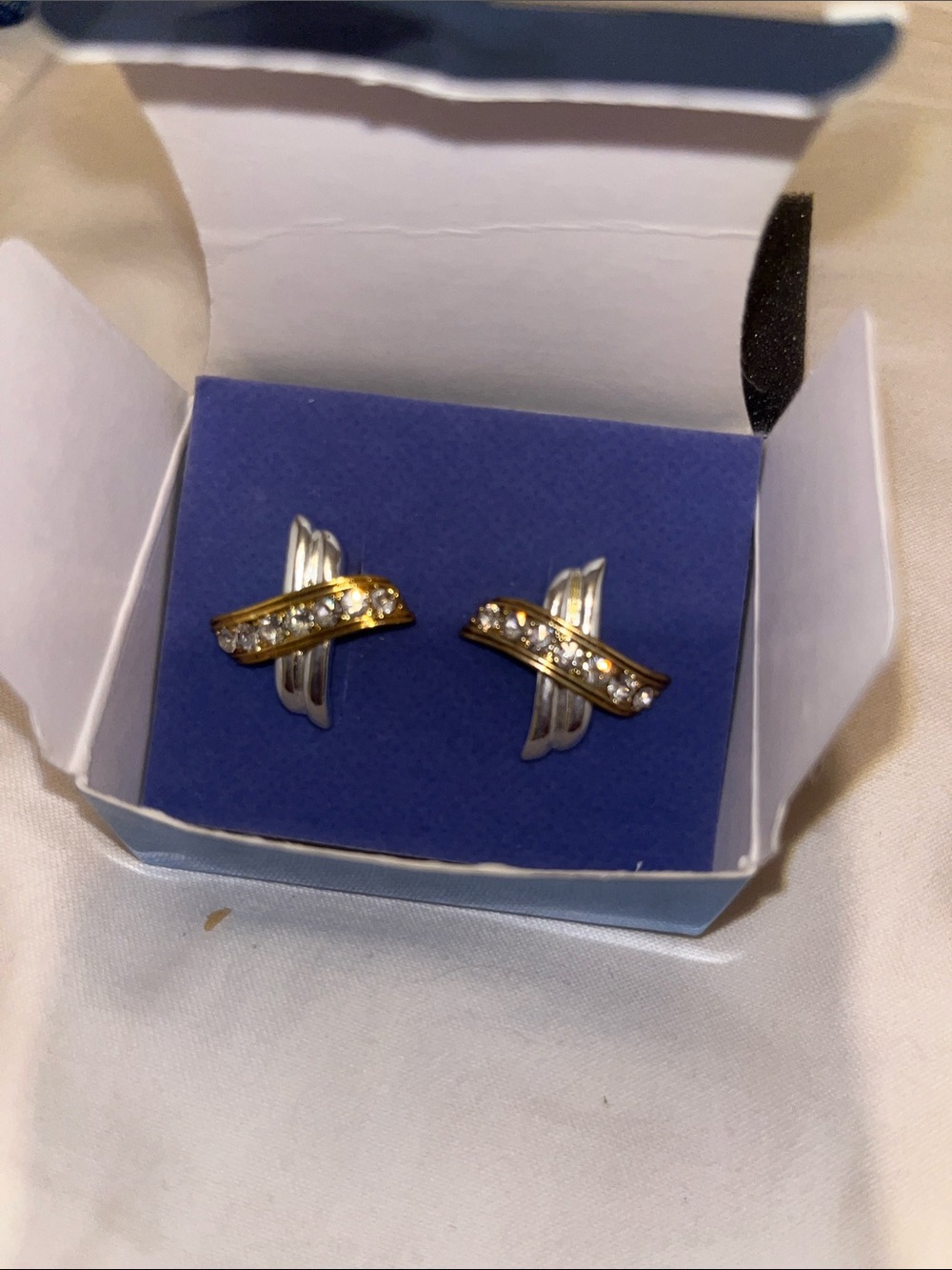 Avon Two-Tone Gold and Silver Crystal Earrings